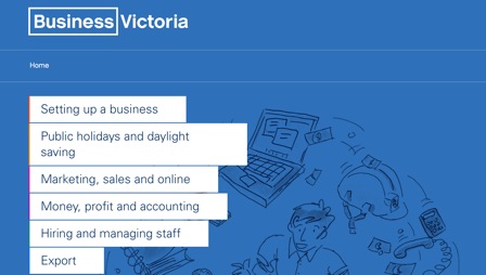 Screenshot of the Business Victoria website