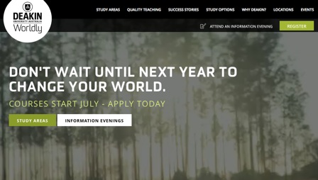 Screenshot of the Deakin University sub-site