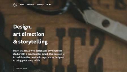 Screenshot of the Millet Studio website