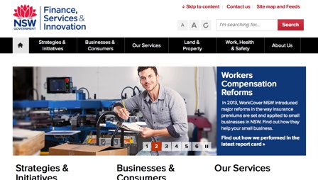 Screenshot of the NSW Department of Finance, Services and Innovation website