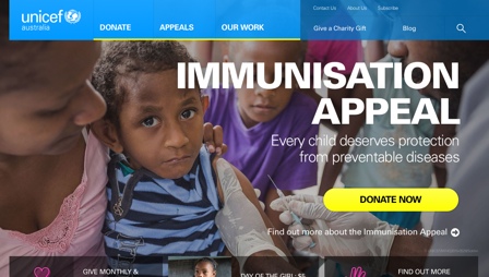 Screenshot of the UNICEF Australia website