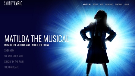 Screenshot of the Sydney Lyric website